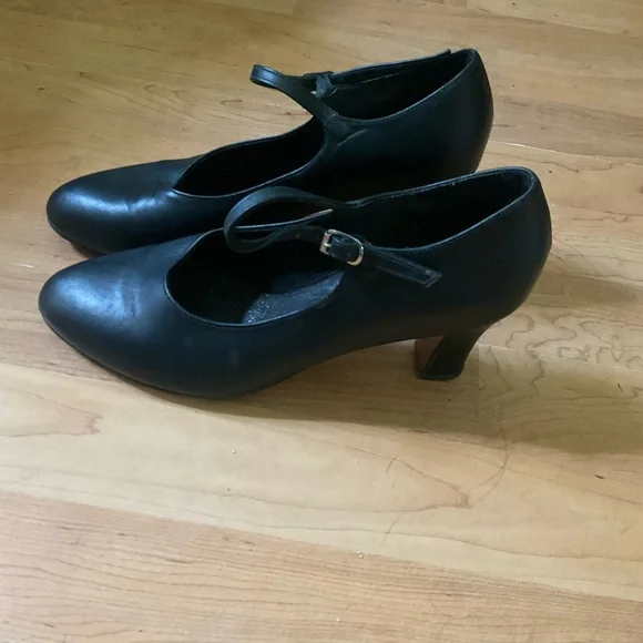 “FREED OF LONDON” Professional Dance/ Ballroom Black Strap Heeled Shoes - Picture 3 of 9